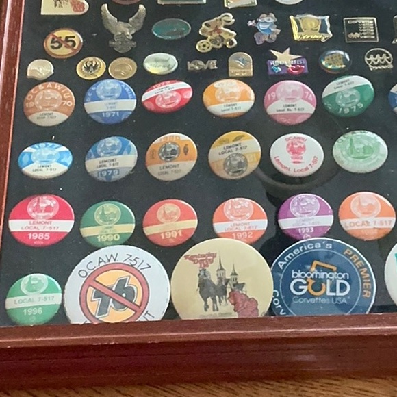 Vintage Pin Collection in Wooden Frame - Picture 5 of 10